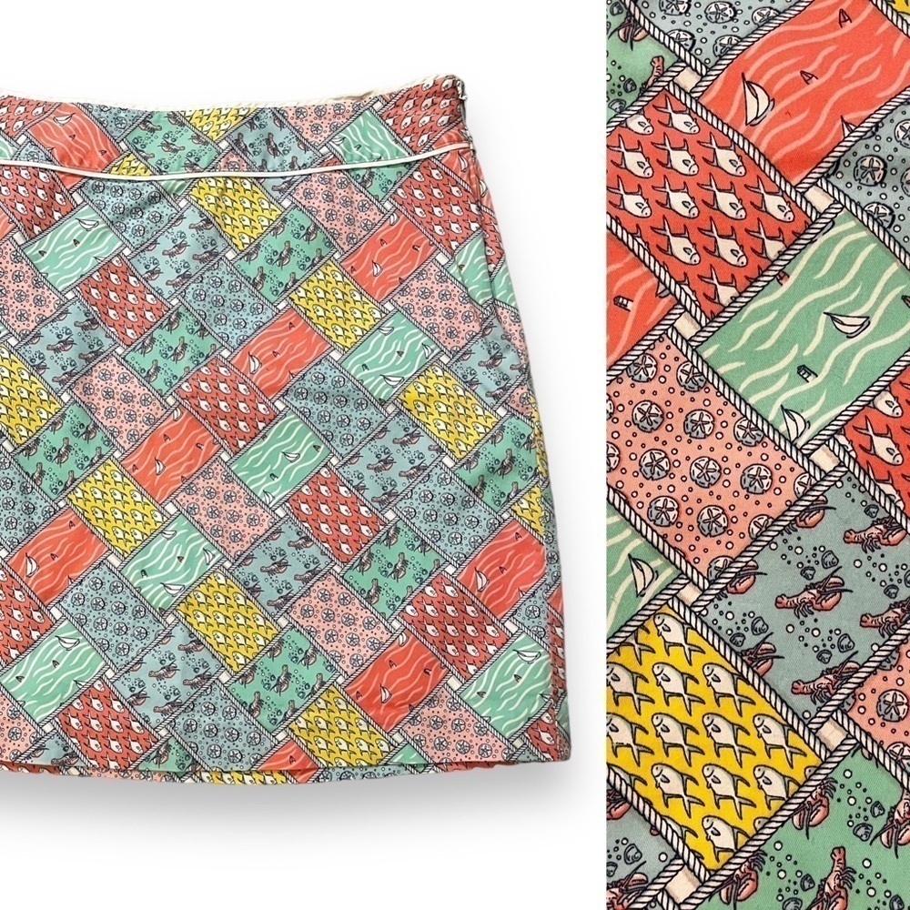 Vineyard Vines Mini Skirt Patchwork Print Nautica… - image 1